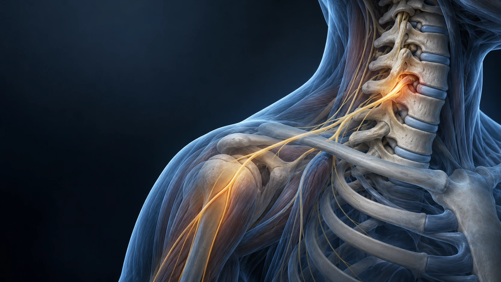 Conceptual illustration of cervical nerve roots