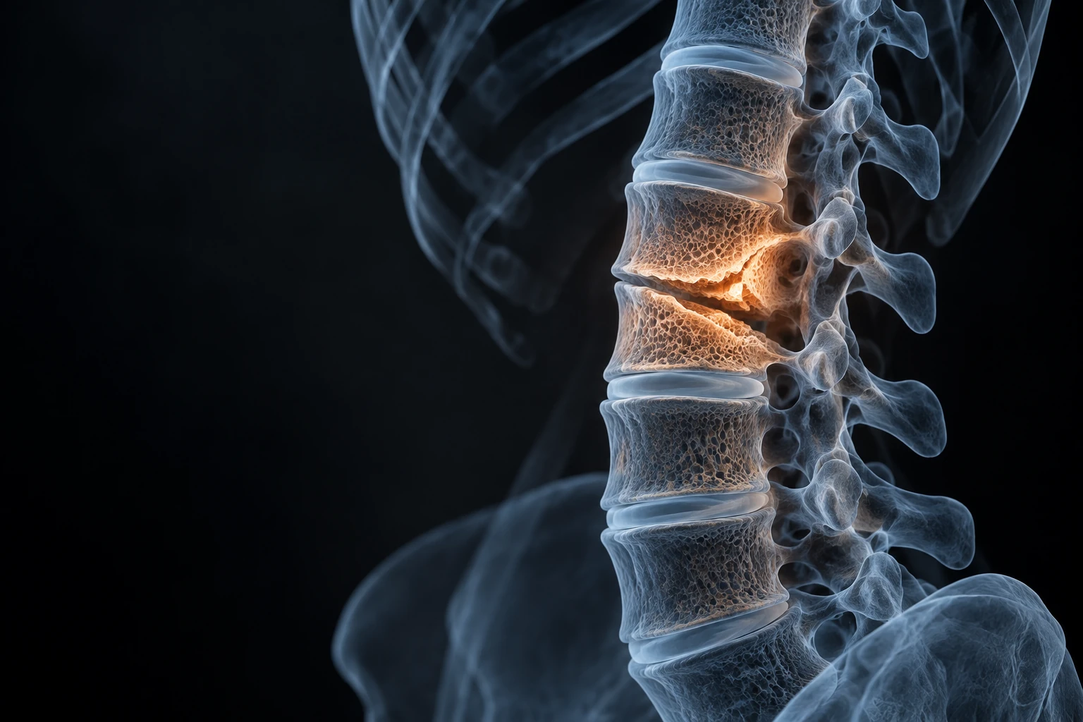 Conceptual illustration of a vertebral compression fracture