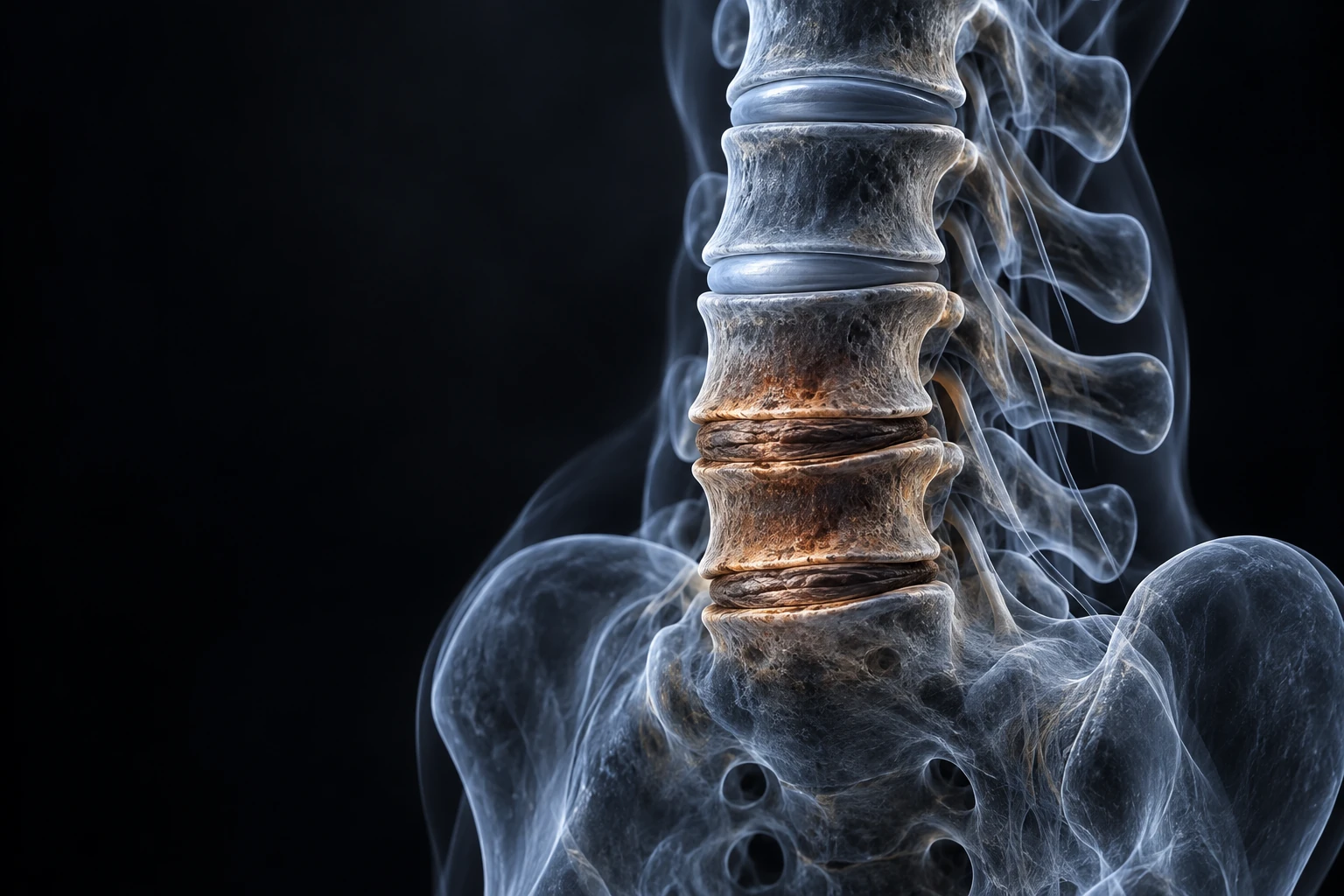 Conceptual illustration of spinal discs and lower-back anatomy