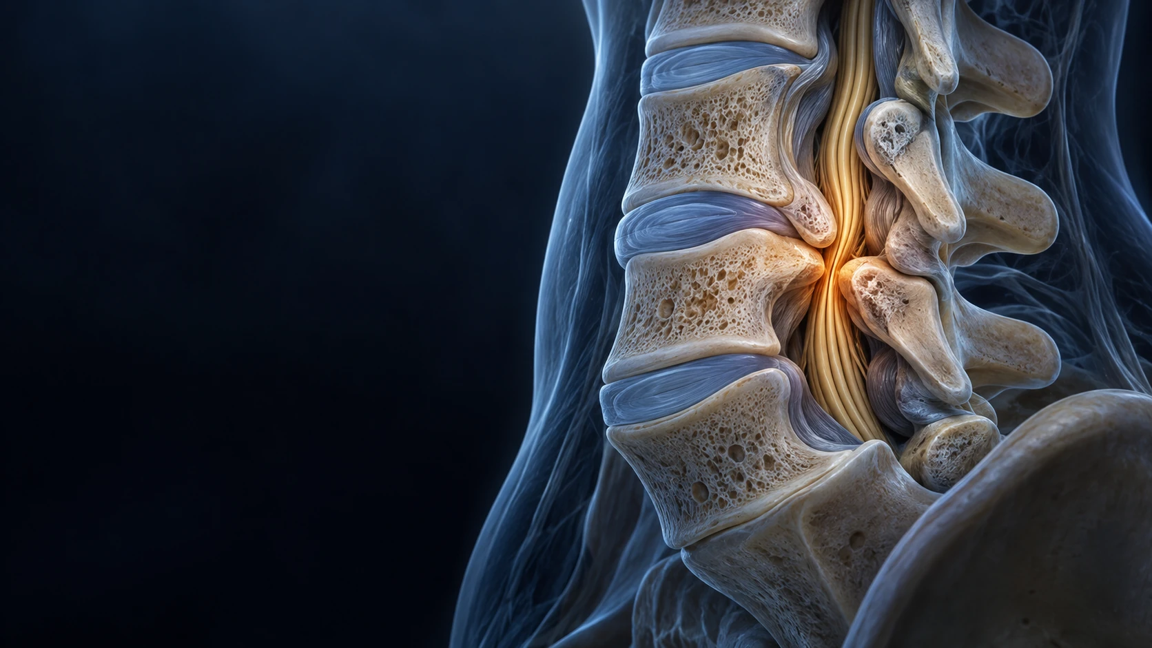 Conceptual illustration of narrowing around lumbar spinal nerves