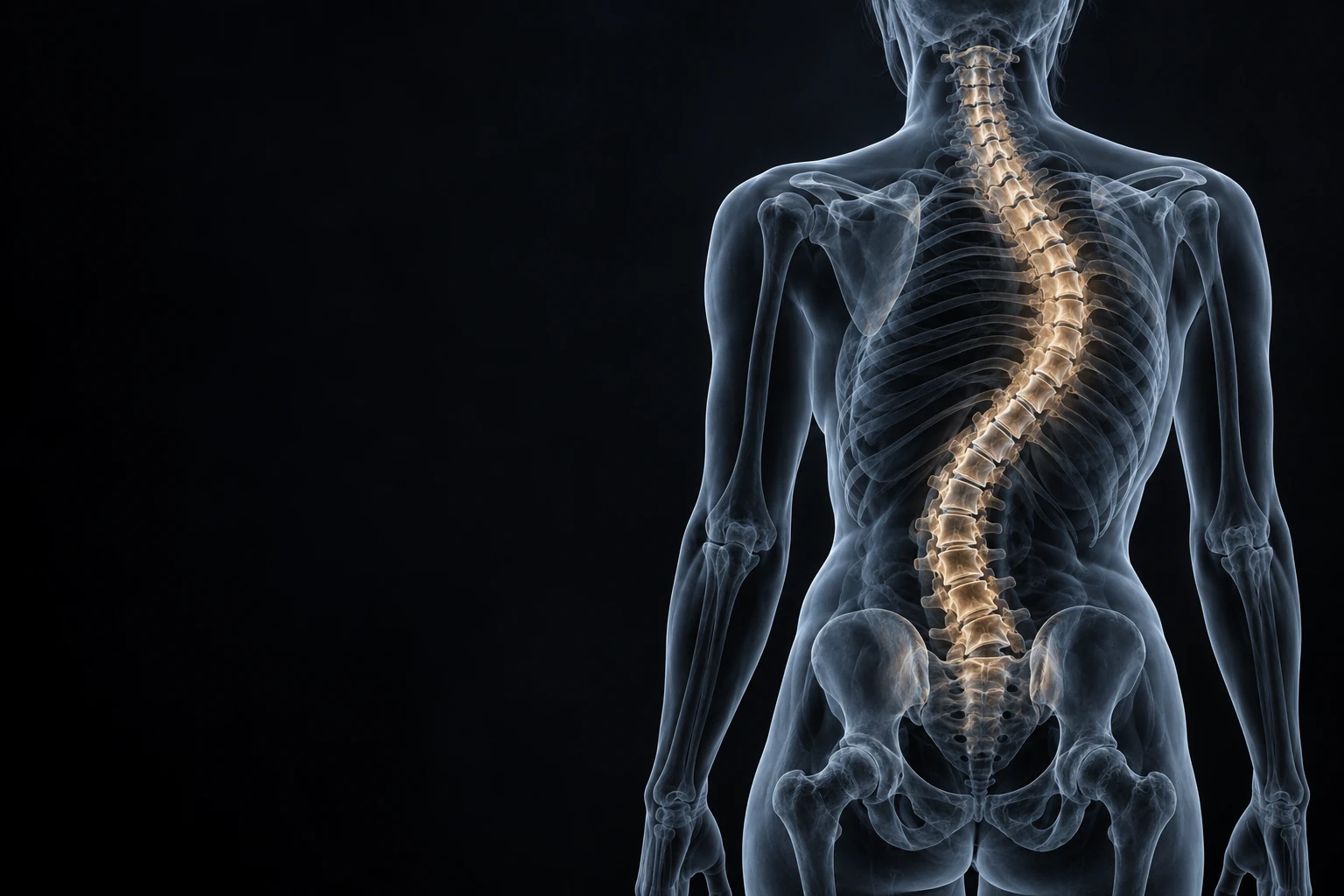 Conceptual illustration of spinal curvature and alignment